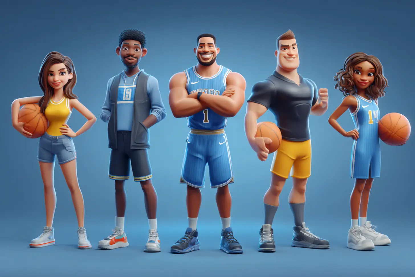 Grupo de deportistas de baloncesto posando