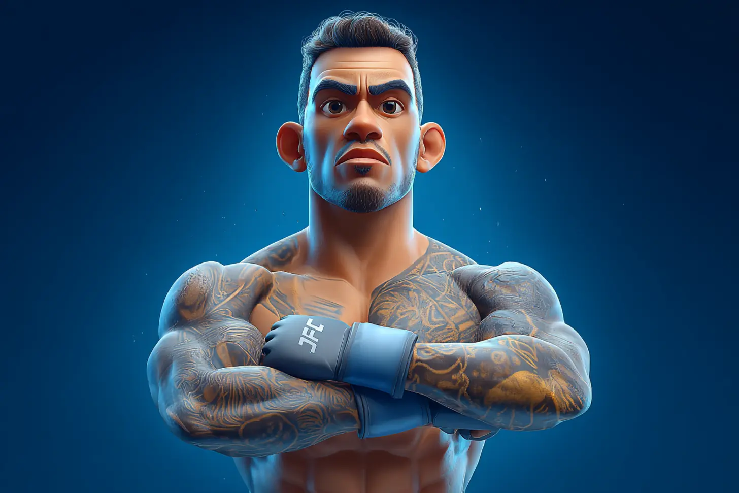 Peleador de artes marciales con los brazos cruzados